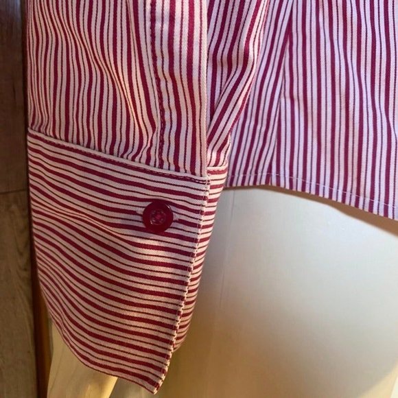 Talbots Red and White striped button down women's blouse Size 12 - Picture 7 of 11